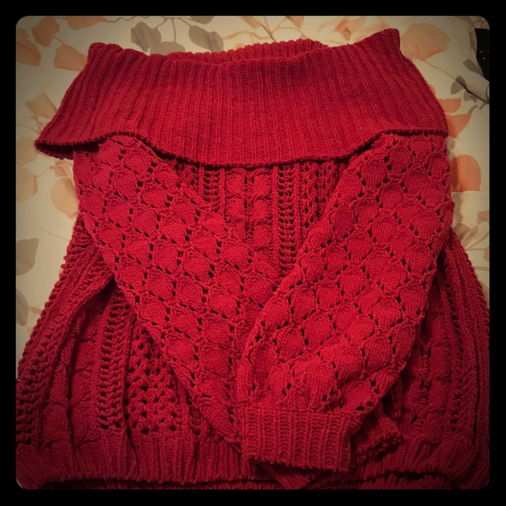 Off the shoulder sweater with hole designs